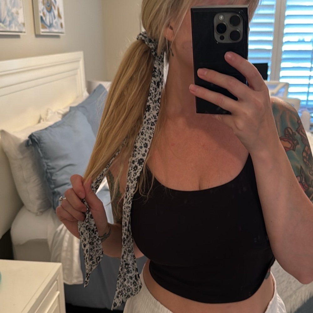 Blue White Floral Hair Tie Scrunchy Hair Scarf